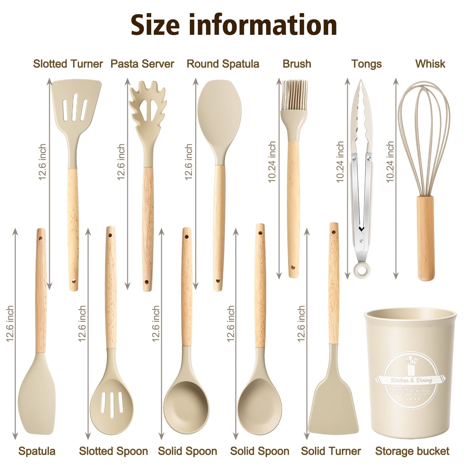 Silicone Cooking Utensils Set, Heat Resistant Kitchen Tools, 36 PCS Non-Stick Silicone Cooking Kitchen Utensils, Khaki - Image 5
