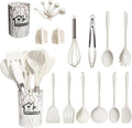18PCS Silicone Cooking Utensils Set - 446°F Heat Resistant Kitchen Utensils,Turner Tongs,Spatula,Spoon,Brush,Whisk,Ki...
