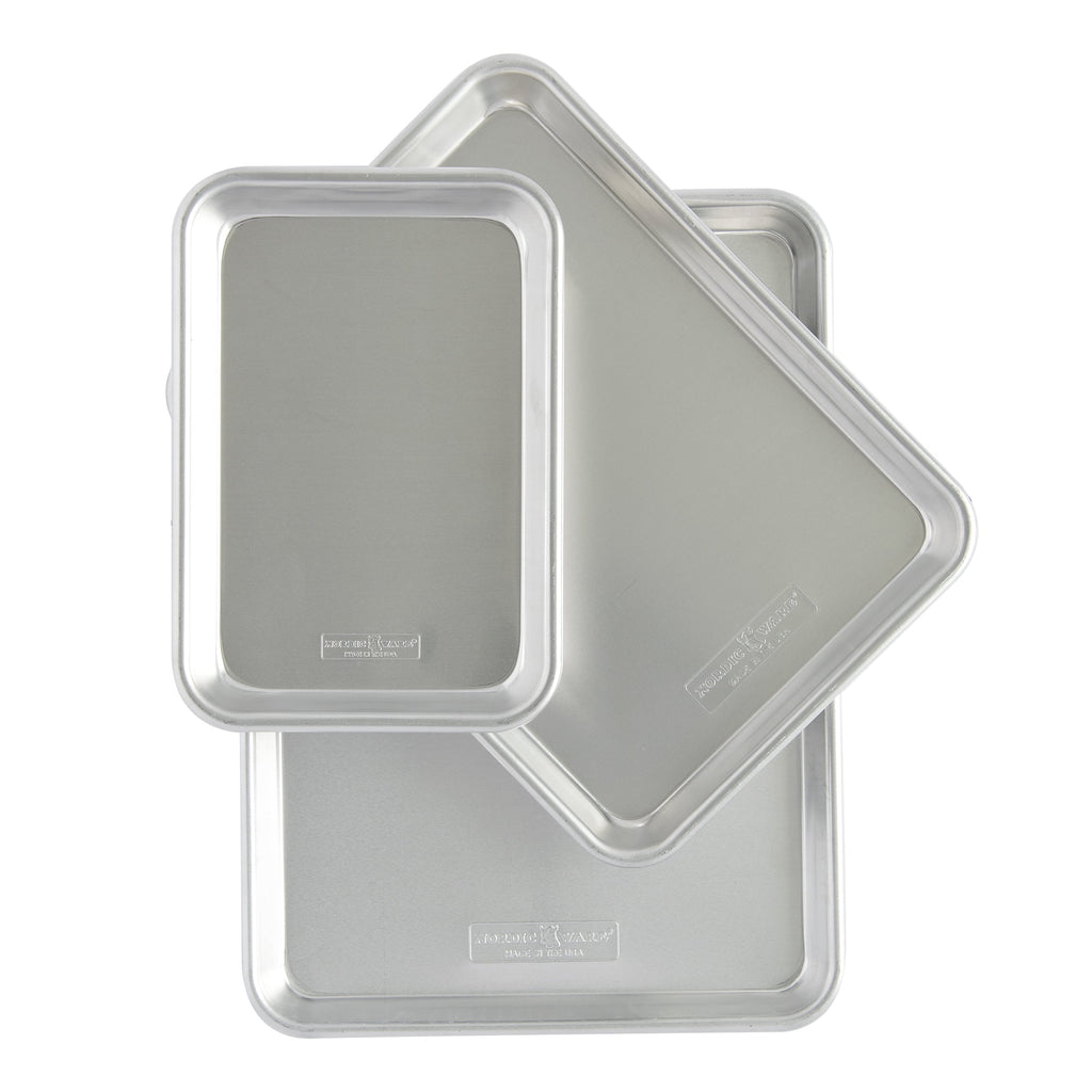 Naturals 3 Piece Aluminum Bakeware Set with Jelly Roll, Quarter & Eighth Sheet Rectangular Cookie & Baking Sheet Pans - Image 4