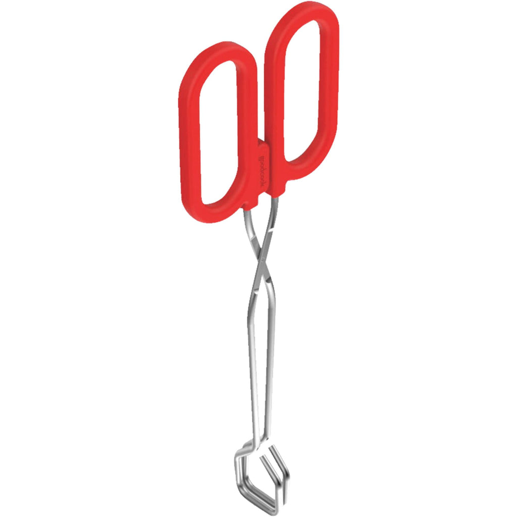 (3 pack) Kitchen Loop Tongs 10", Chrome, Silver/Red - Image 2