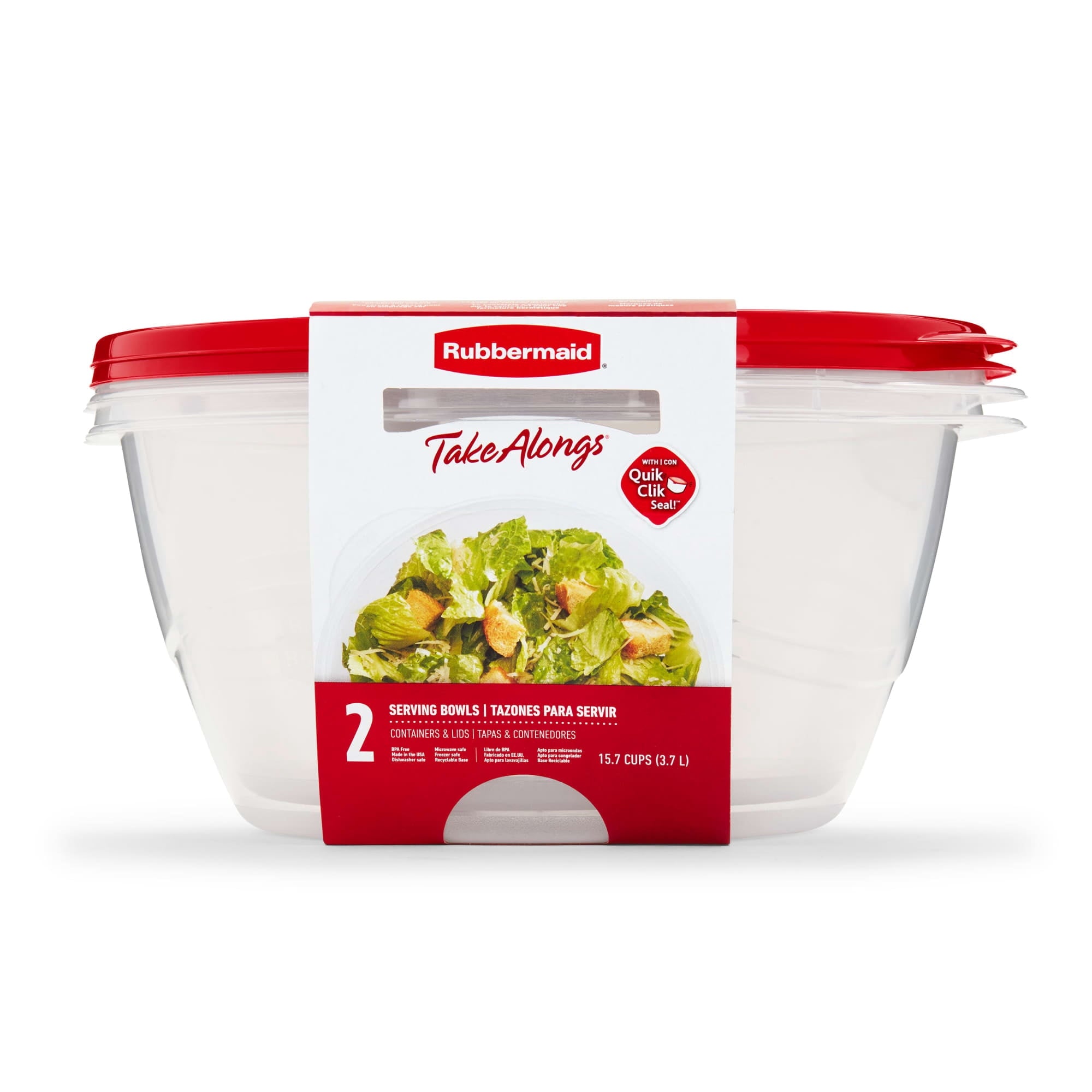 Rubbermaid TakeAlongs Serving Bowl Food Storage Containers, 15.7 Cup, 2 Count - Image 2