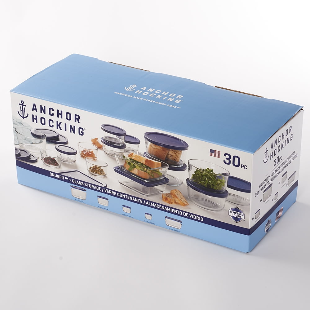 Anchor Hocking Glass Food Storage Containers with SnugFit Lids, 30 Piece Set - Image 2