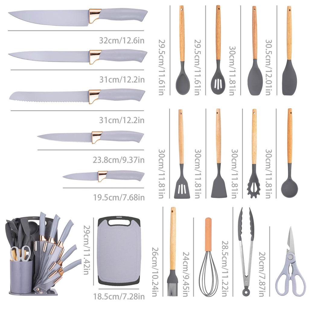 HEESEM 19-Piece Silicone Kitchen Utensil & Knife Set - Heat-Resistant Cooking Tools Non-Stick Safe Gift for Mom or Wo... - Image 4