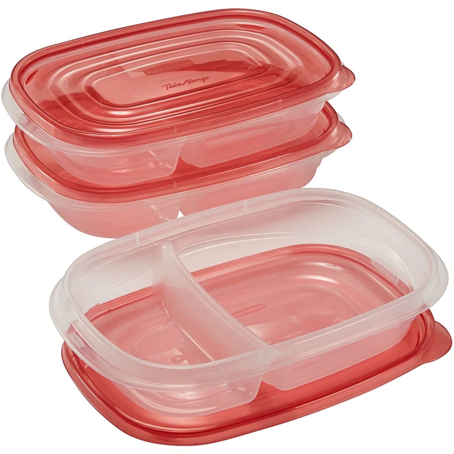 Rubbermaid Take alongs Divided Rectangular Food Storage Containers, 3.7 Cup, 3-Pack - Image 5