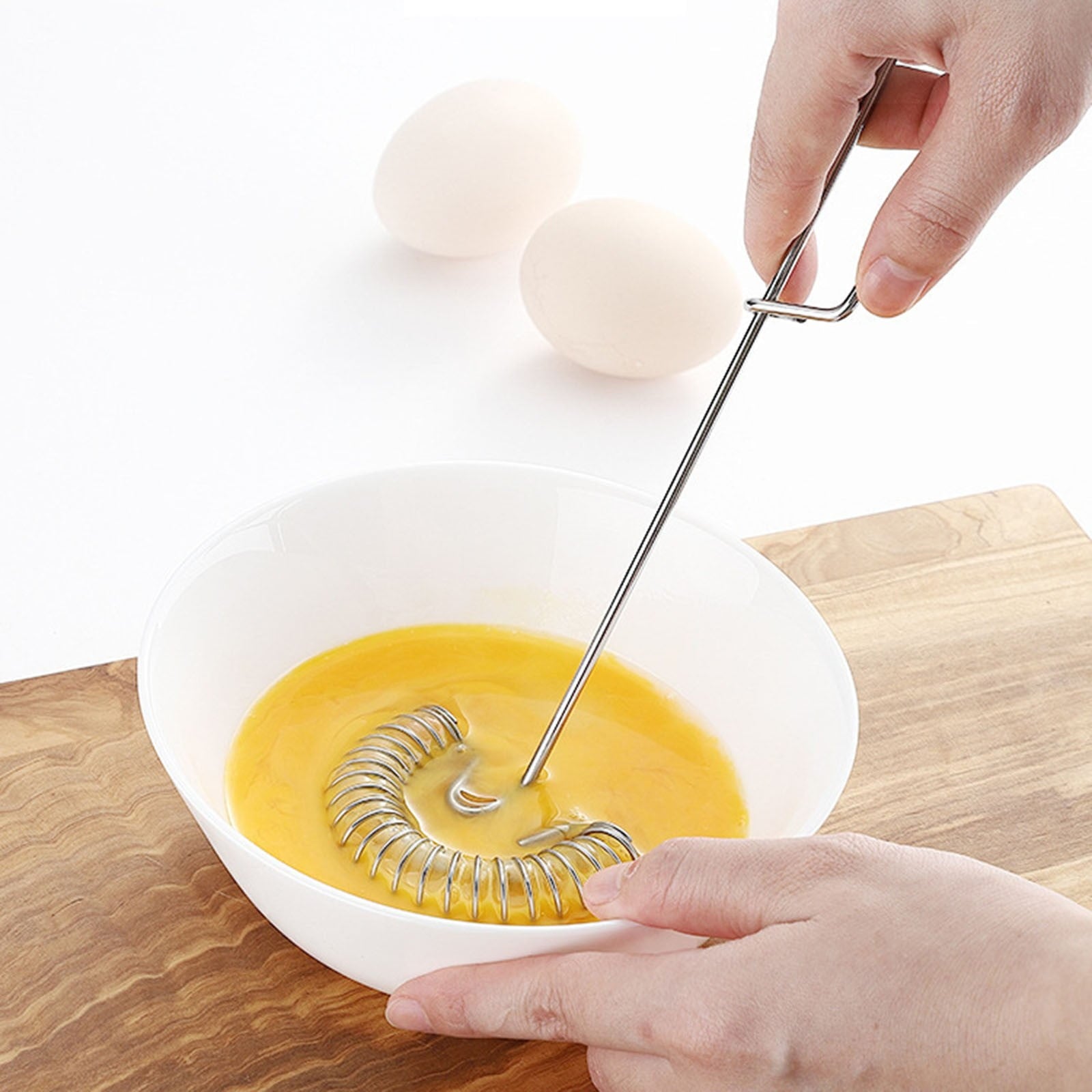 Small Whisk Mixer, Flat Whisk Handheld, 10 Inch Stainless Steel Wire Egg Whisk, Spring Coil Whisk, Stainless Steel Eg... - Image 2