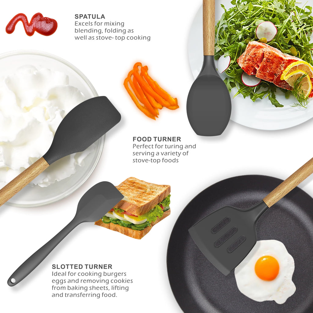 Silicone Cooking Utensils Set - 446°F Heat Resistant Silicone Kitchen Utensils for Cooking,Kitchen Utensil Spatula Se... - Image 4