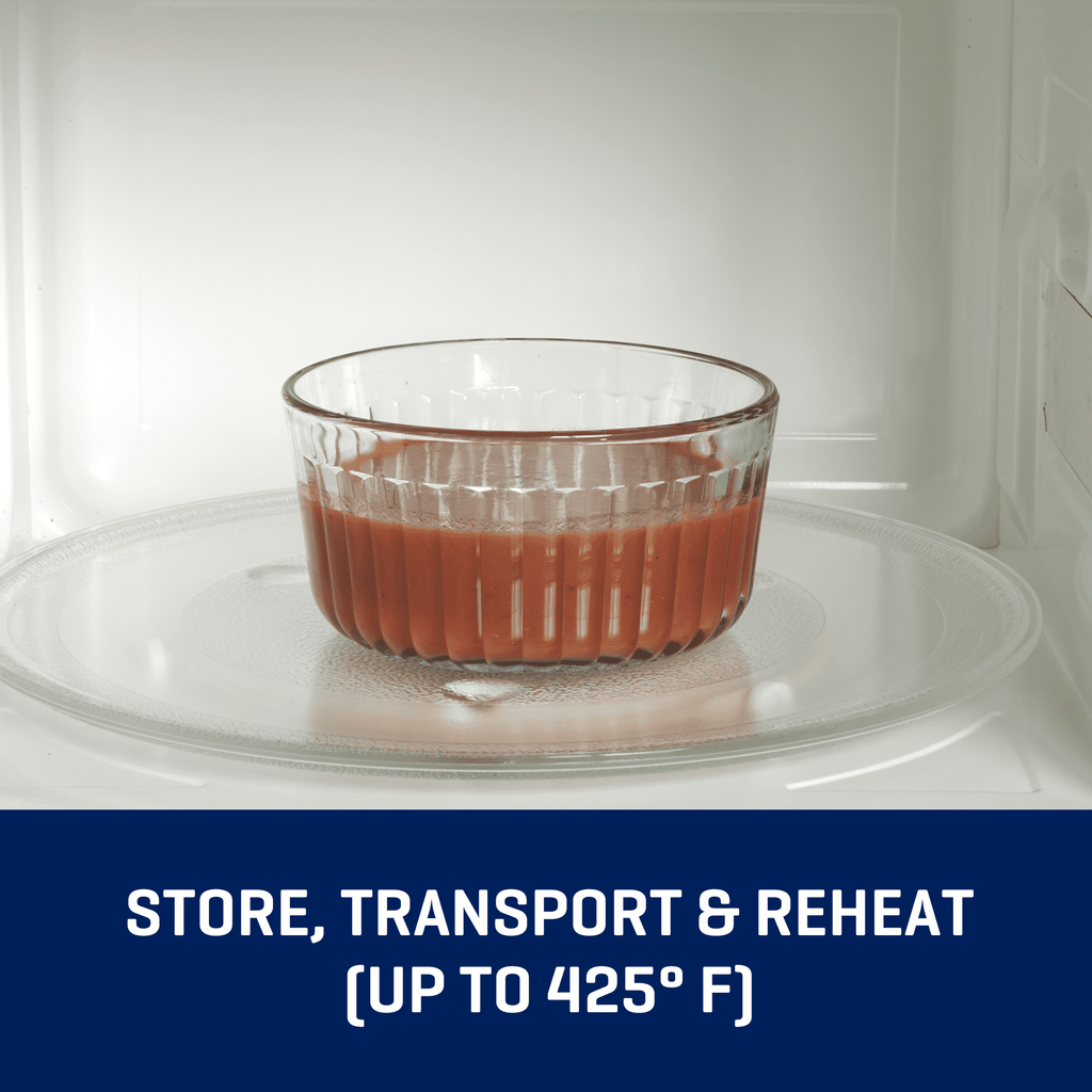 Anchor Hocking Sculpted Glass Food Storage Container with Lids, 4 Cup Round, Set of 2 - Image 5
