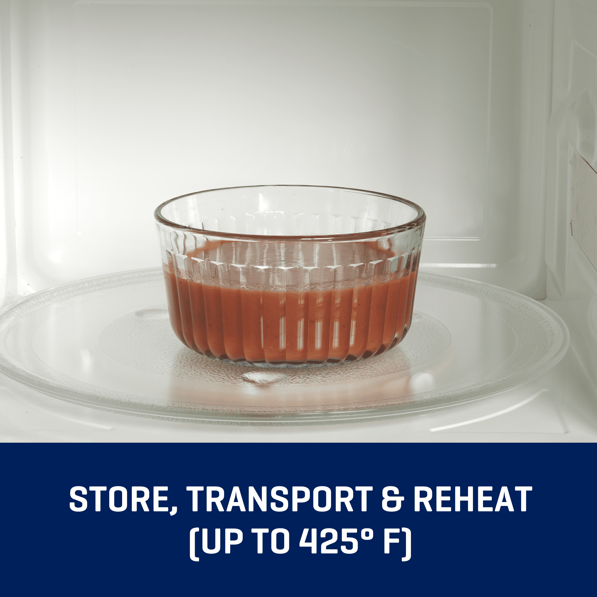 Anchor Hocking Sculpted Glass Food Storage Container with Lids, 4 Cup Round, Set of 2 - Image 5
