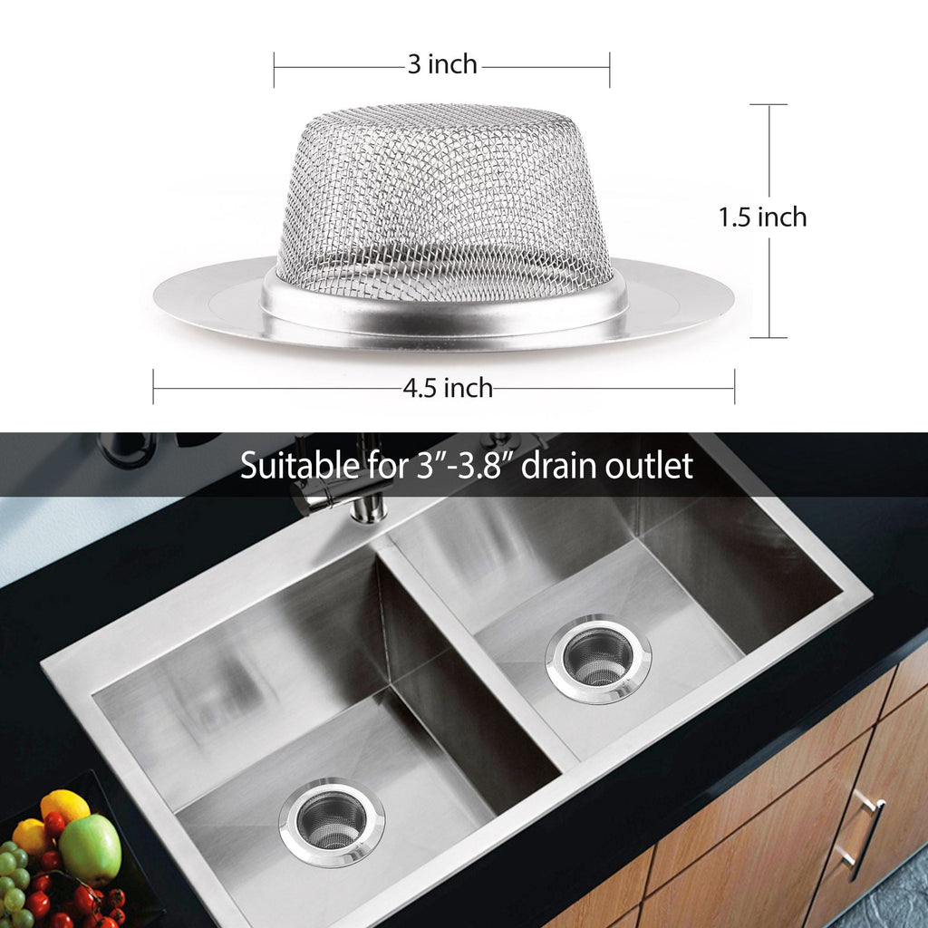 LotFancy 2 Kitchen Sink Strainer, 4.5 in Stainless Steel Mesh Drain Strainer, Silver - Image 5