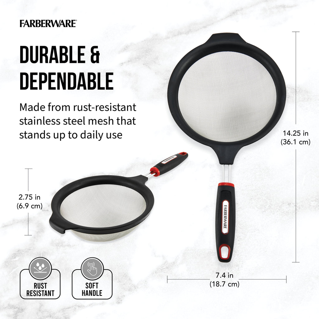 7-inch Diameter Soft Grips Mesh Strainer in Black - Image 3