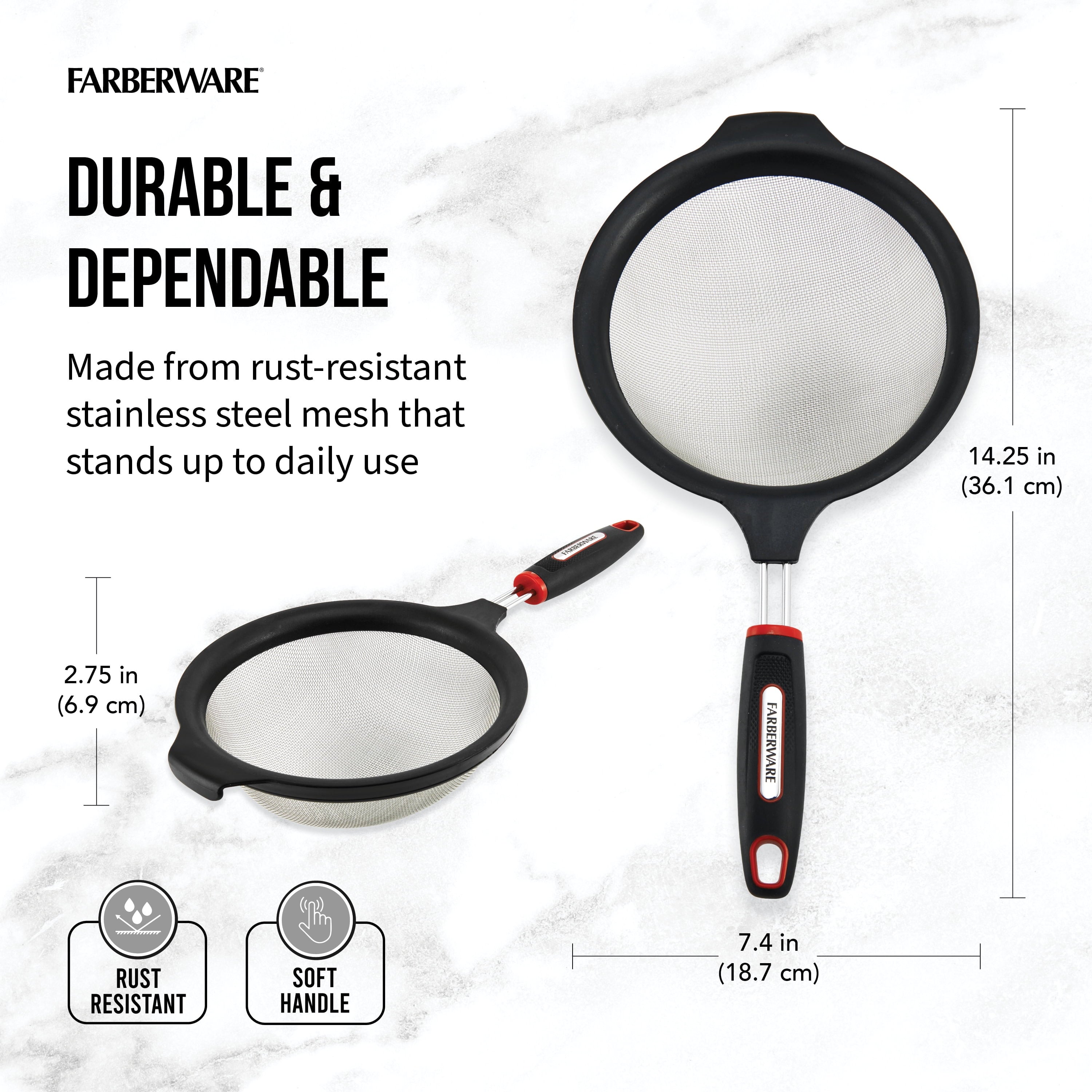 7-inch Diameter Soft Grips Mesh Strainer in Black - Image 3