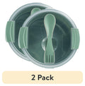 (2 pack) Mainstays Food Storage Bento Container, Round, Green, 47oz Capacity, A Practical Choice for School Lunches a...