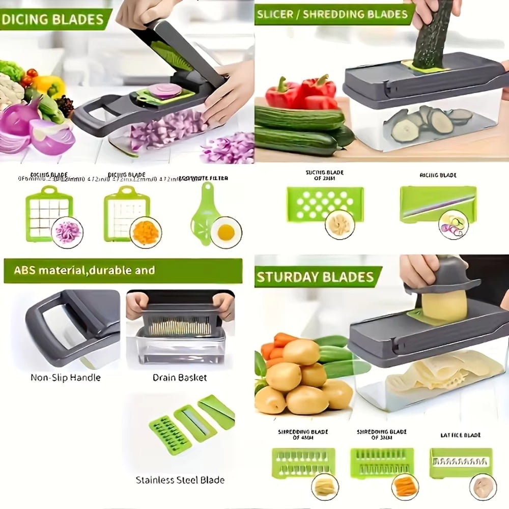 14 in 1 Multifunctional Vegetable Chopper Onion Chopper Handle Food Grate Food Chopper Kitchen Vegetable Slicer Dicer... - Image 2