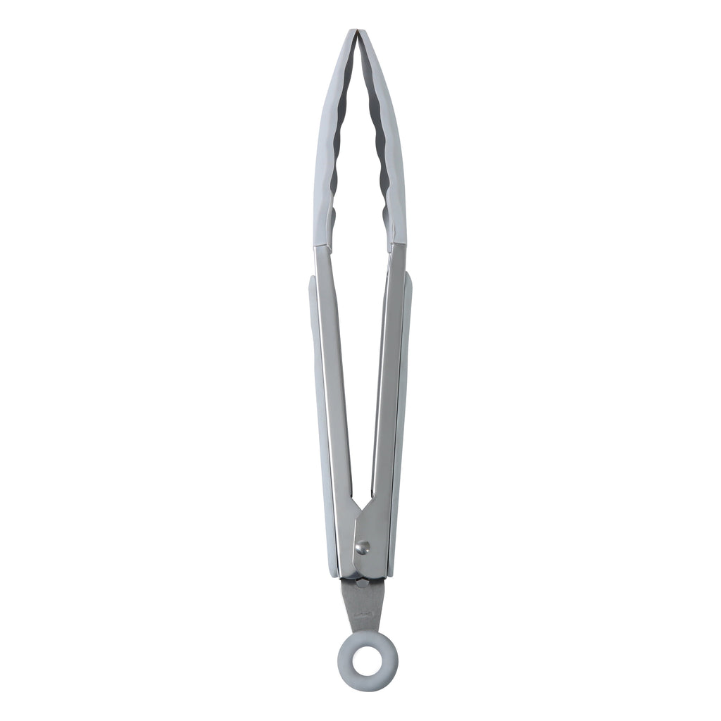 Mainstays 9" Stainless Steel and Silicone Locking Tongs, Soft Grip Handle, Grey Flannel - Image 6