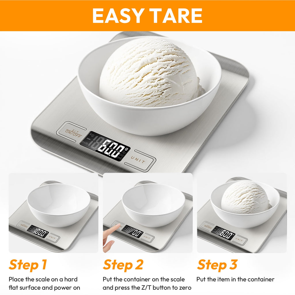 DAYBETTER 22lb/10kg Food Scale with 4 Units LCD Display, 0.05oz/1g Digital Kitchen Scale, for Baking, Cooking, Dietin... - Image 6
