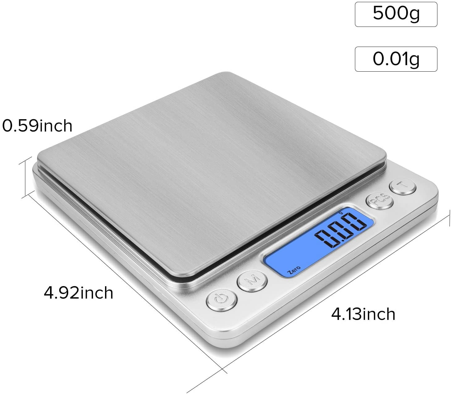 500g/ 0.01g Small Pocket Jewelry Scale, Digital Kitchen Scale with 2 Trays, Stainless Steel Gram Scales Weight Gram a... - Image 2