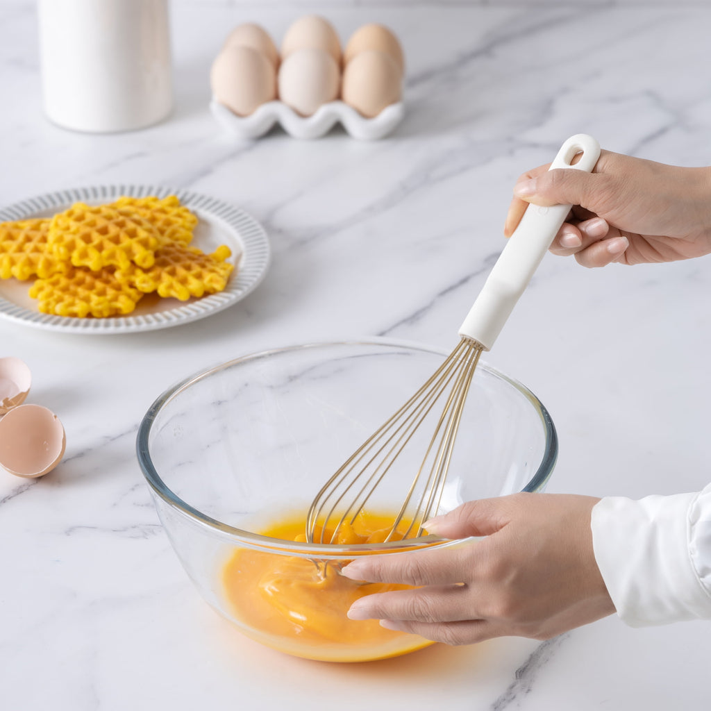 Wire Hand Whisk for Cooking Durable, Rust-Resistant & Dishwasher Safe, Cream & Gold - Image 5