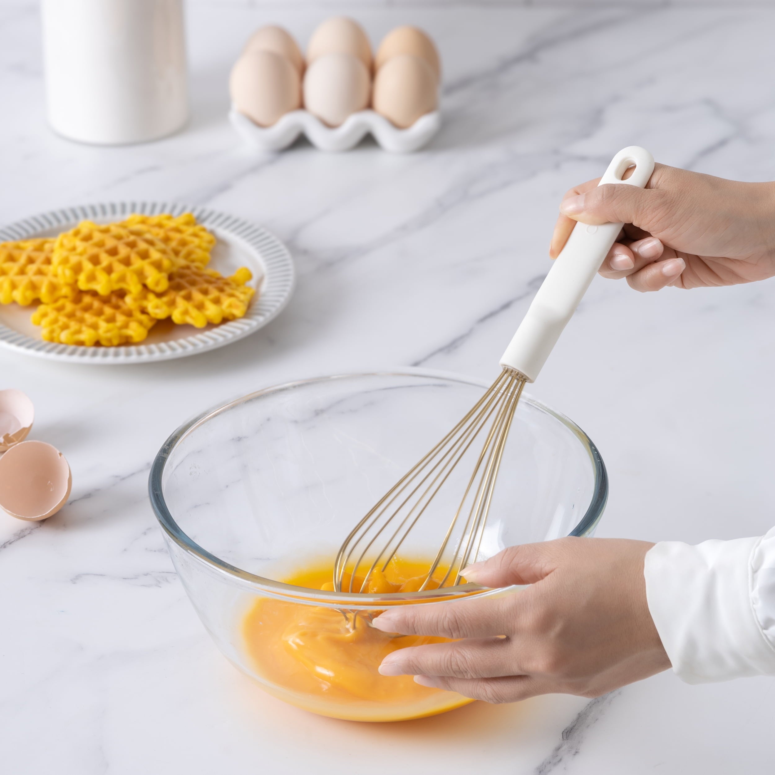 Wire Hand Whisk for Cooking Durable, Rust-Resistant & Dishwasher Safe, Cream & Gold - Image 5