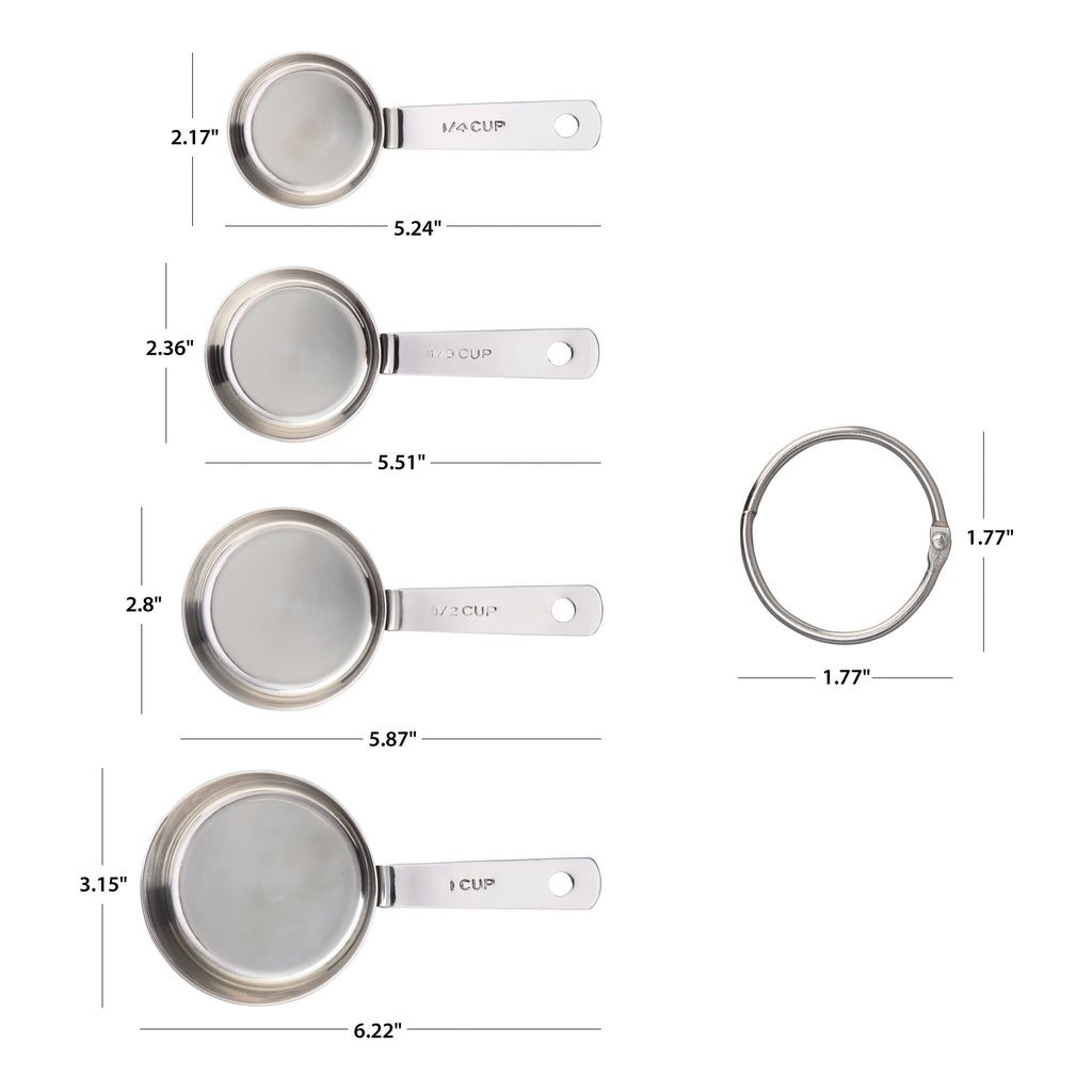 Mainstays Kitchen Stainless Steel 4-Piece Nesting Measuring Cups - Image 4