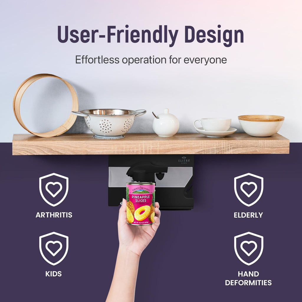 Electric Can Opener - 4 in 1 Under the Cabinet Mounted Can Opener, Blade Sharpener, Bottle Opener, Jar Opener, Mounti... - Image 4