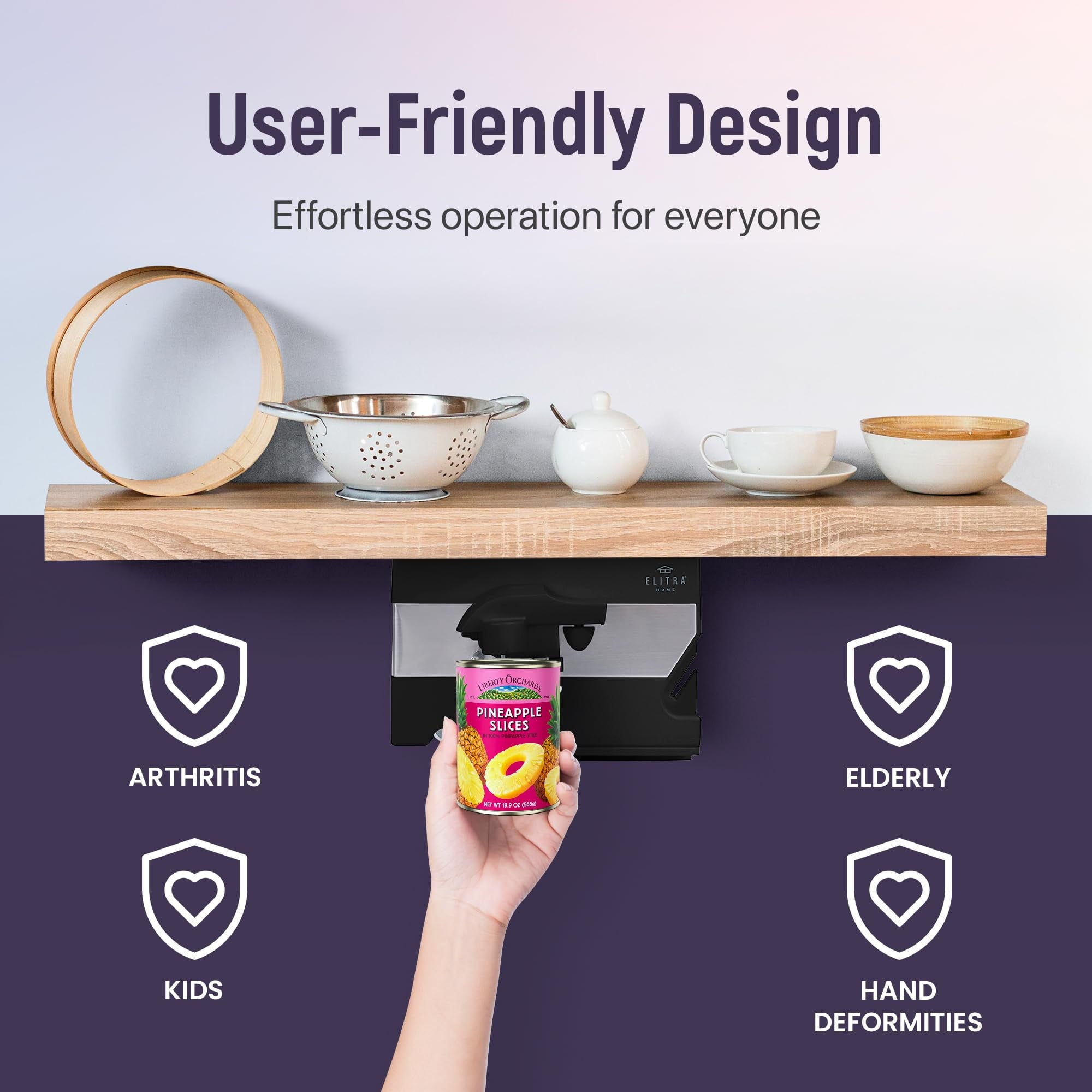 Electric Can Opener - 4 in 1 Under the Cabinet Mounted Can Opener, Blade Sharpener, Bottle Opener, Jar Opener, Mounti... - Image 4
