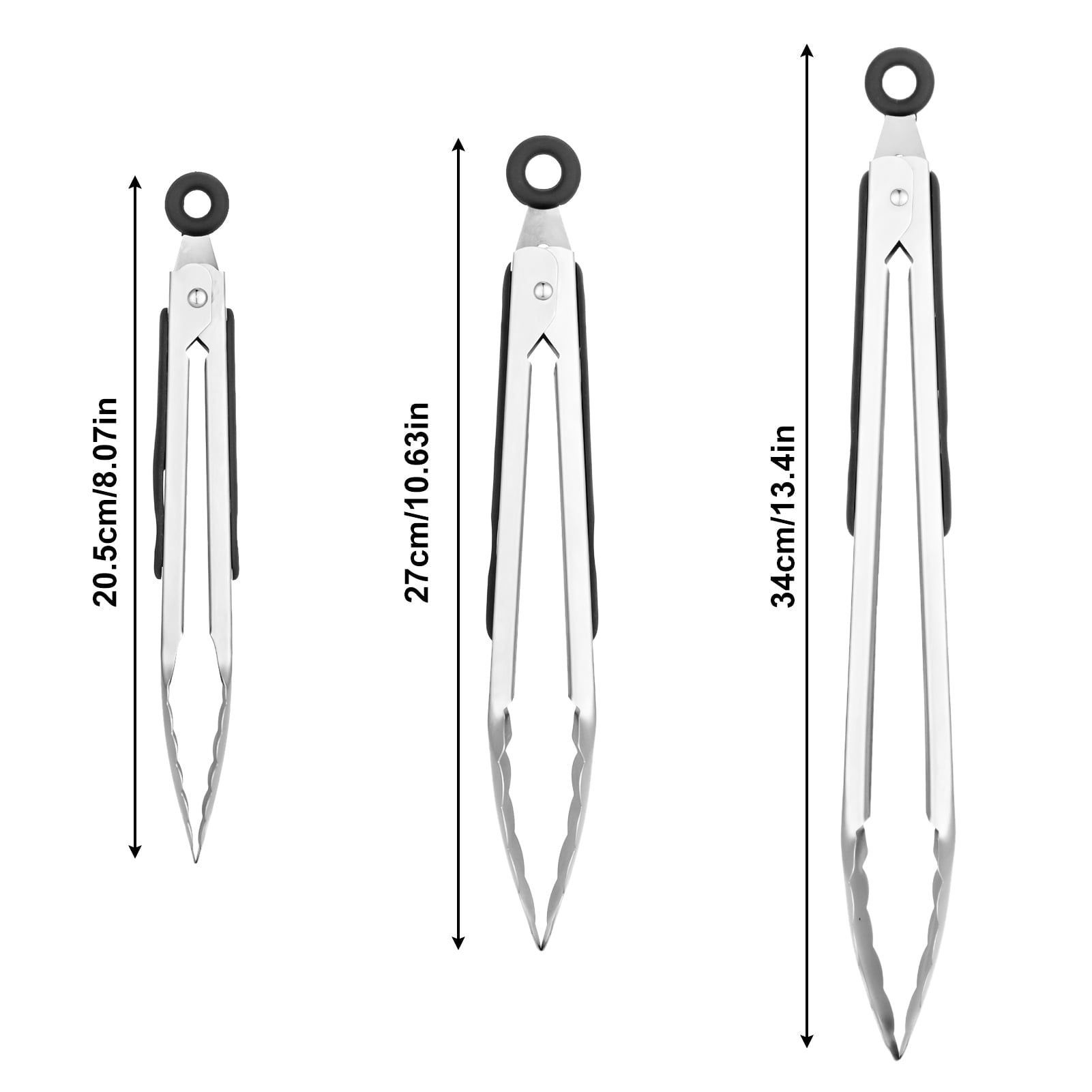 Abaima 3 Pcs Kitchen Tongs for Cooking,8'' 10'' 13'' Stainless Steel Serving Tongs Barbecue Tongs with Non-Slip Grip ... - Image 2