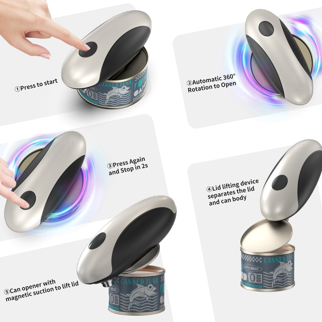 MSAS Electric Can Opener - USB Rechargeable Automatic Opener, Hands-Free Safe Design for All Can Sizes, Smooth Edge K... - Image 2