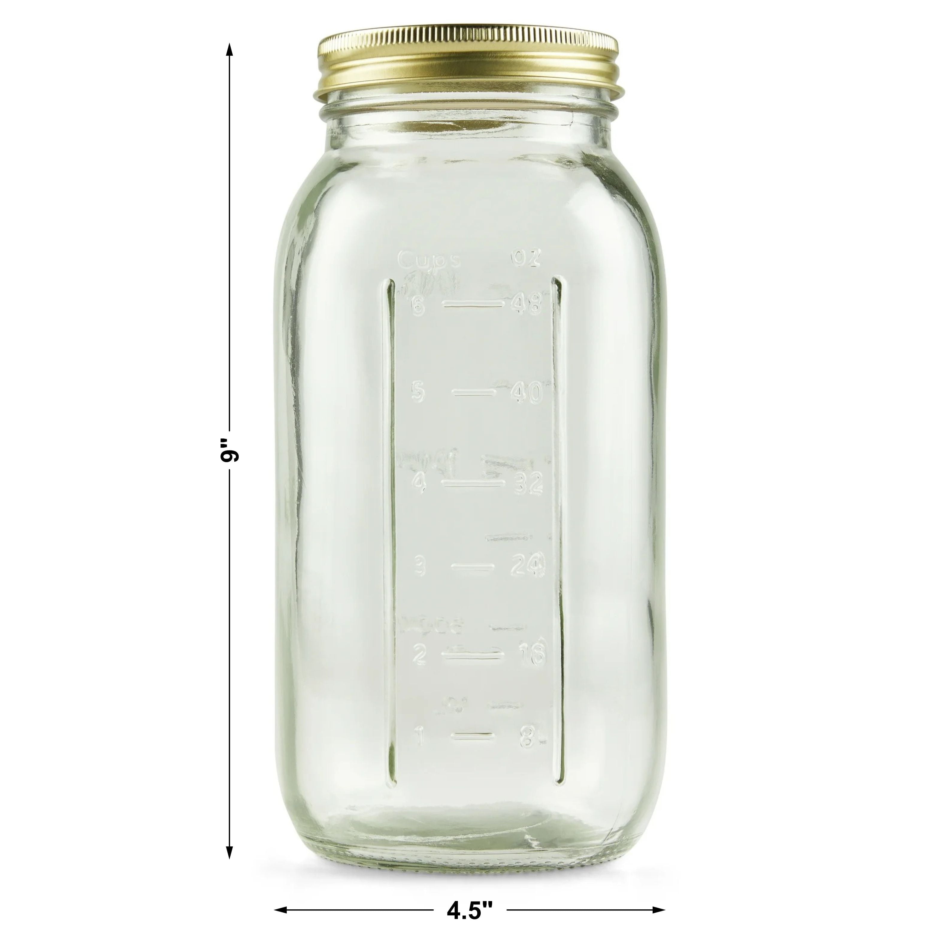 Mainstays 64 oz Mason Jars, Wide Mouth Half Gallon Canning Jars with Lids and Rings, 6-Pack Extra Large Glass Jars fo... - Image 3