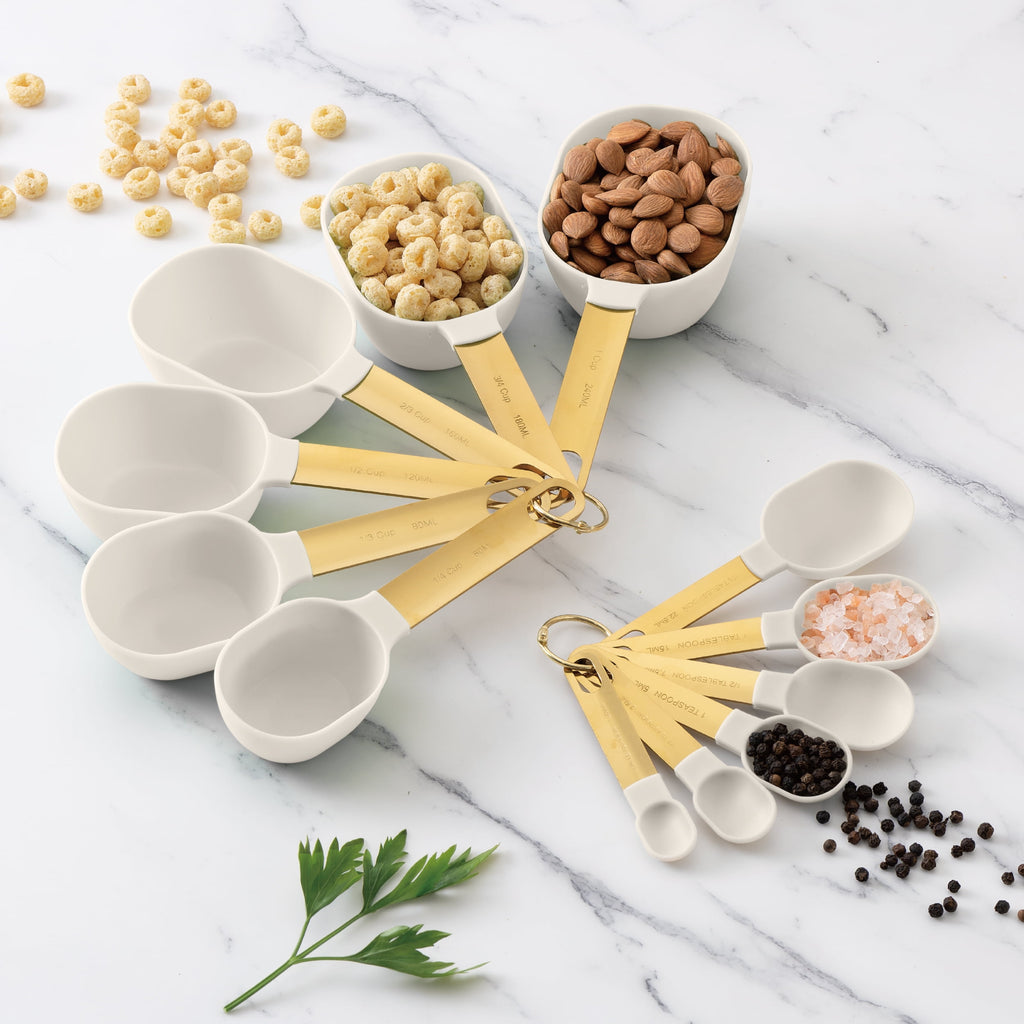 12-Piece Measuring Cup & Spoon Combo Set, Essential Kitchen Utensils, Dishwasher Safe, White - Image 5