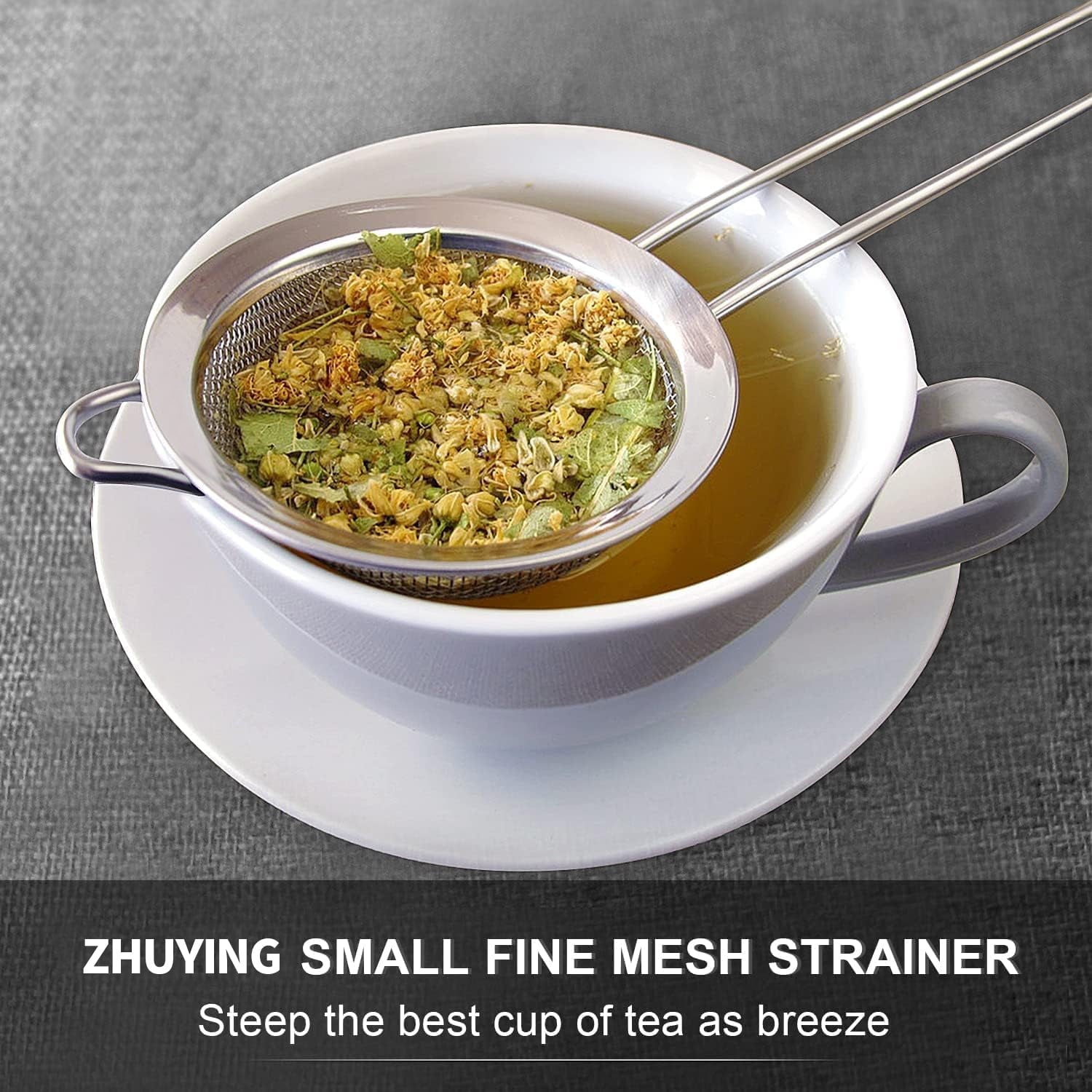 ZHUYING Fine Mesh Strainer 4PCS, Versatile Kitchen Strainer with Handle - 7", 5", 3.3", 2.8" Sieve Fine Mesh Stainles... - Image 5