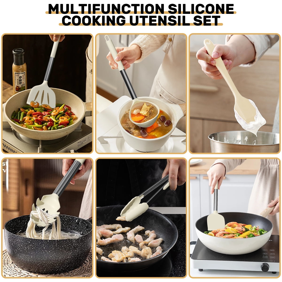 GPED Silicone Cooking Utensil Set, 30 Pcs Kitchen Utensils Set with Stainless Steel Handle, Food Grade Silicone Spatu... - Image 4