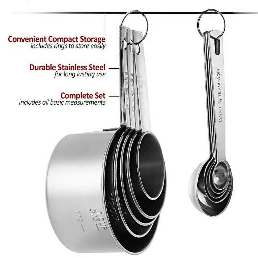 Laxinis World Stainless Measuring Cups And Measuring Spoons 10-Piece Set, 5 Cups And 5 Spoons - Image 4