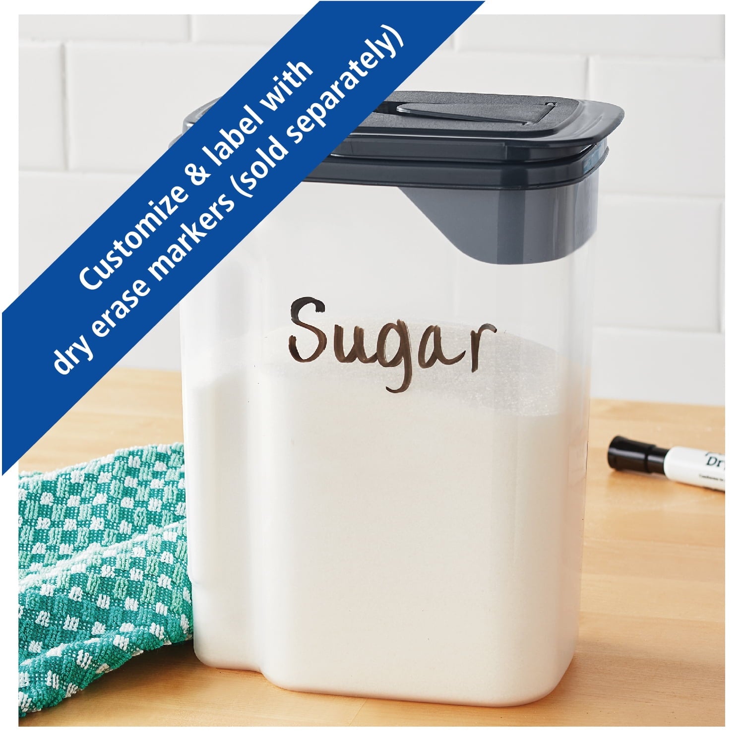 Mainstays 3.5 QT Plastic Food Dispenser, Clear with Gray Lid (1 Each) 7.5" L x 3.75" W x 9.25" H, Designed to Help wi... - Image 5