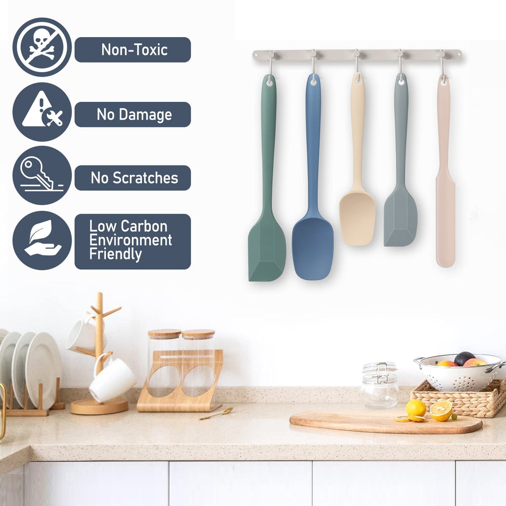 Food Grade Silicone Rubber Spatula Set, TAIMASI 5 Pcs Kithen Cooking Mixing Utensil Set, BPA-Free High Heat Resistant... - Image 6