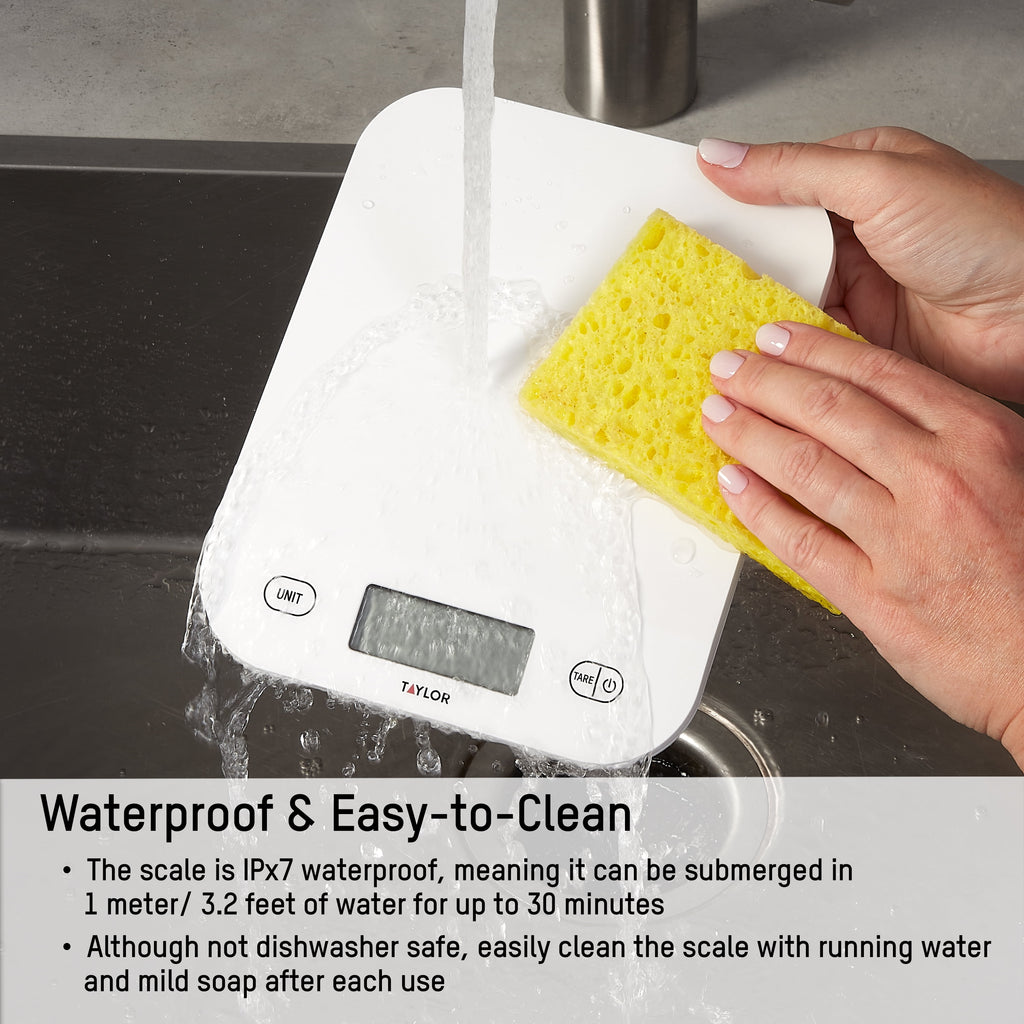 Taylor Digital Waterproof Kitchen and Food Scale with Grams & Ounces, White 11LB Capacity - Image 5
