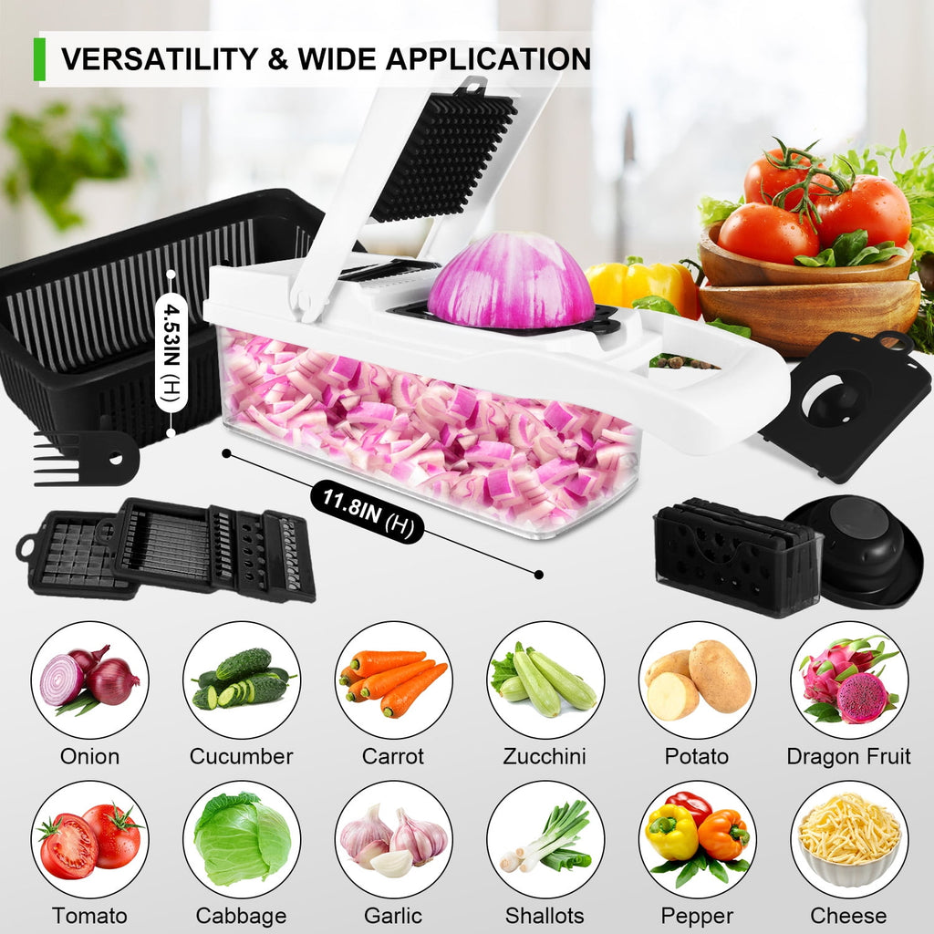 26 in 1 Vegetable Chopper,Zacenei Veggie Chopper w/Container & Drain Basket Multifunctional Food Chopper Vegetable Sl... - Image 6