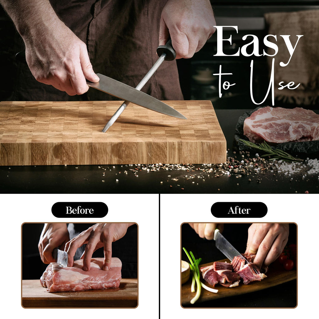 Alpine Cuisine Tempered Steel Knife Sharpener 8 Inch with Ergonomic Handle, Professional Knife Sharpening Rod Sturdy ... - Image 4
