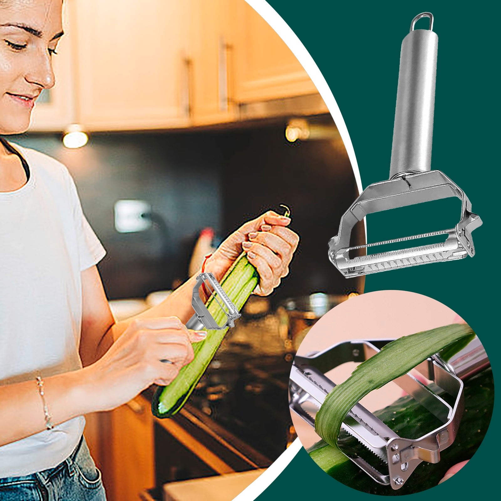 Stainless Steel Dual Blade Vegetable Peeler - Commercial Grade Julienne Cutter, Slicer, Shredder, Scraper - Fruit, Po... - Image 2