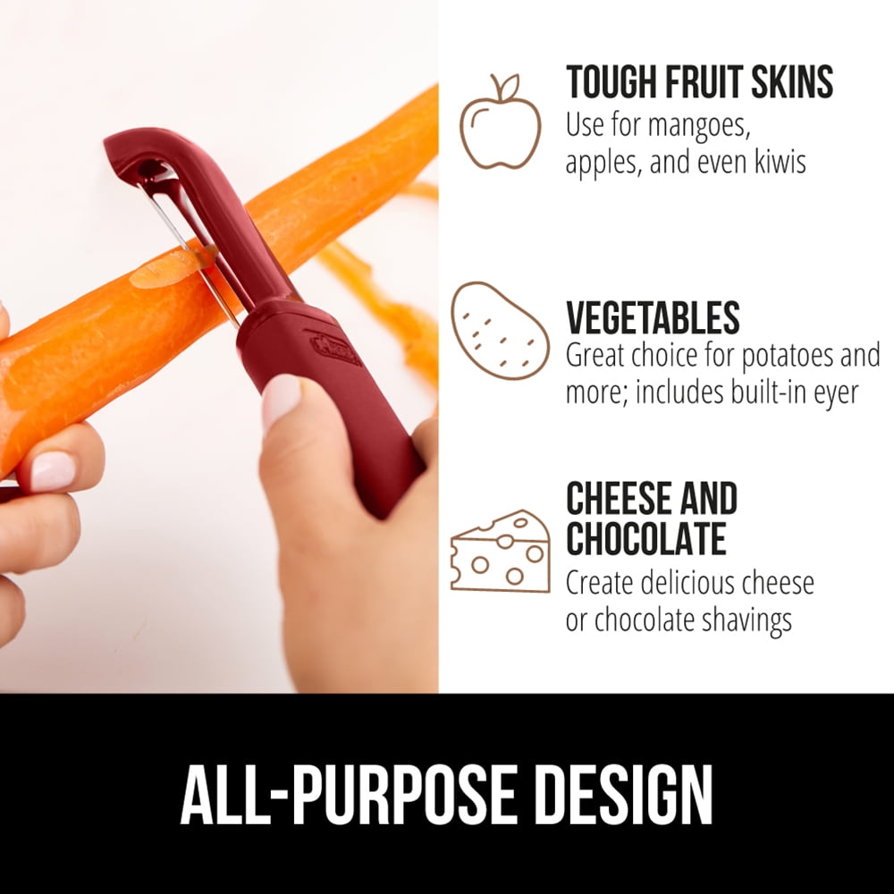 GORILLA GRIP Vegetable Peeler, Stainless Steel, Includes Blade Cover, Peels Potatoes Apples, Red - Image 6