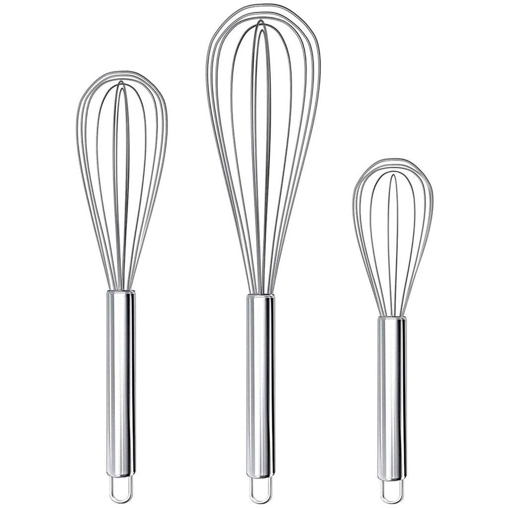 3 Pack Whisk Egg Stainless Steel Set 8"10"12" for Cooking Kitchen Strong Handles Balloon Wire Egg Beater for Stirring...