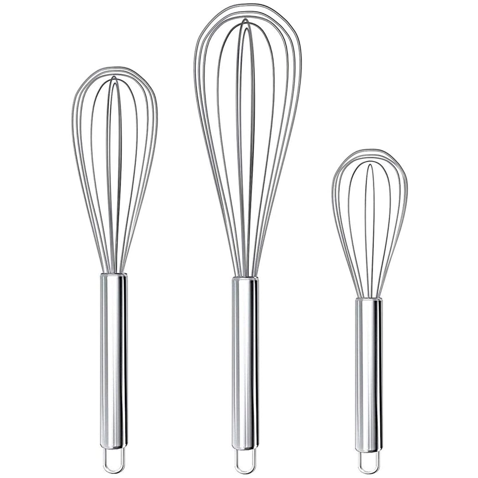 3 Pack Whisk Egg Stainless Steel Set 8"10"12" for Cooking Kitchen Strong Handles Balloon Wire Egg Beater for Stirring...