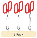 (3 pack) Kitchen Loop Tongs 10", Chrome, Silver/Red