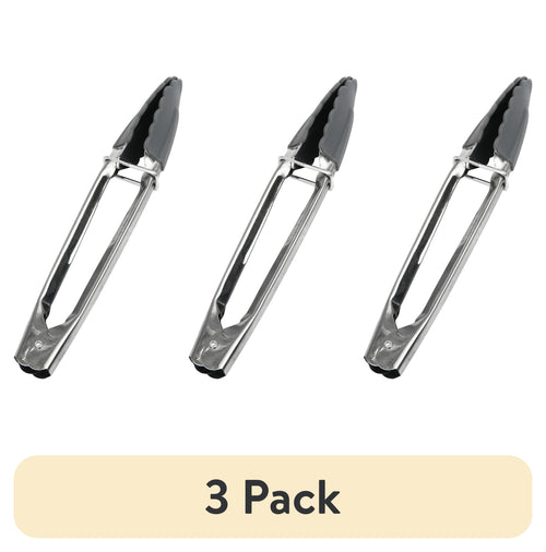(3 pack) Mainstays Non Stick Heat Resistant Stainless Steel and Silicone Mini Tongs