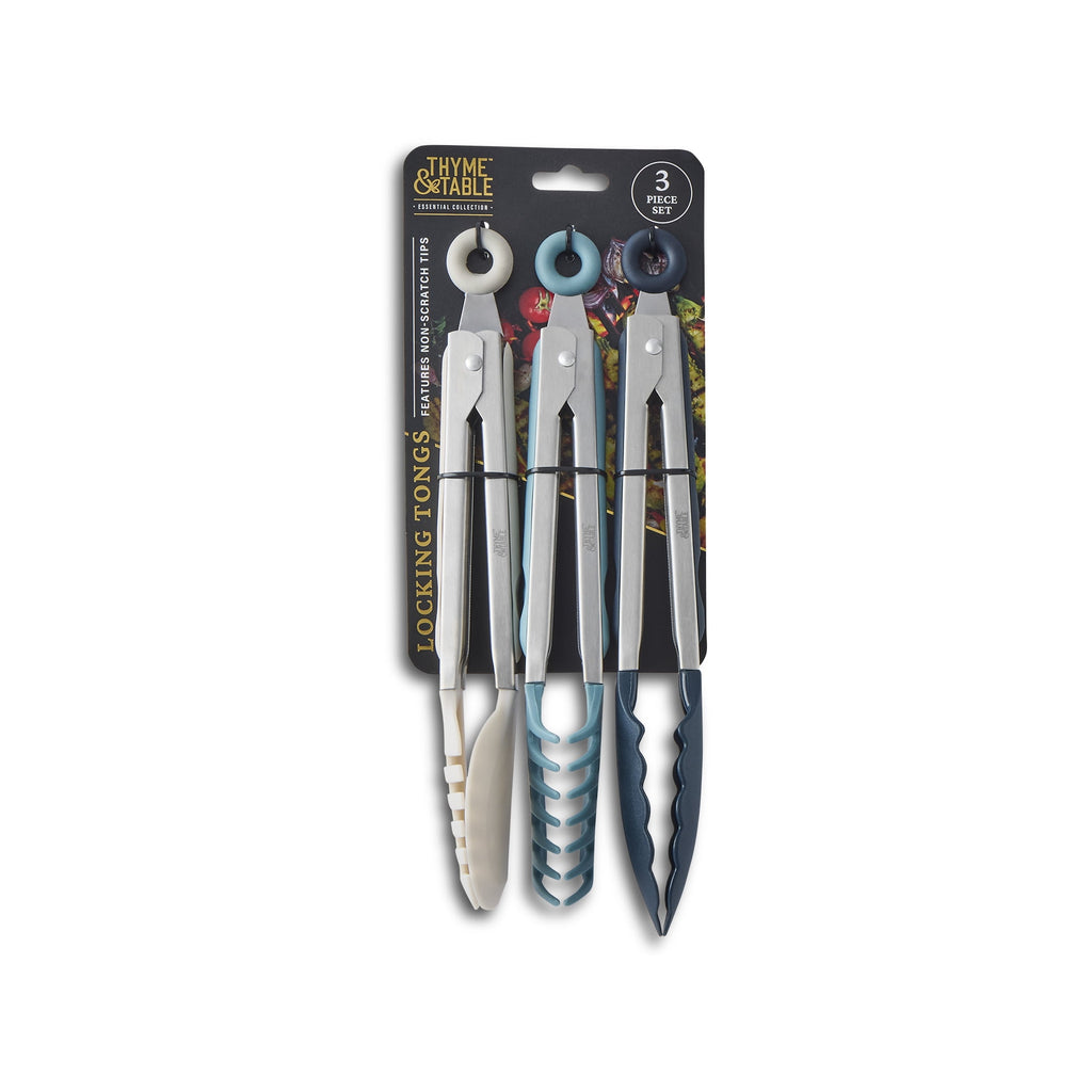 Thyme & Table Heat Resistant Silicone Locking Tongs (3 Count) - Image 2