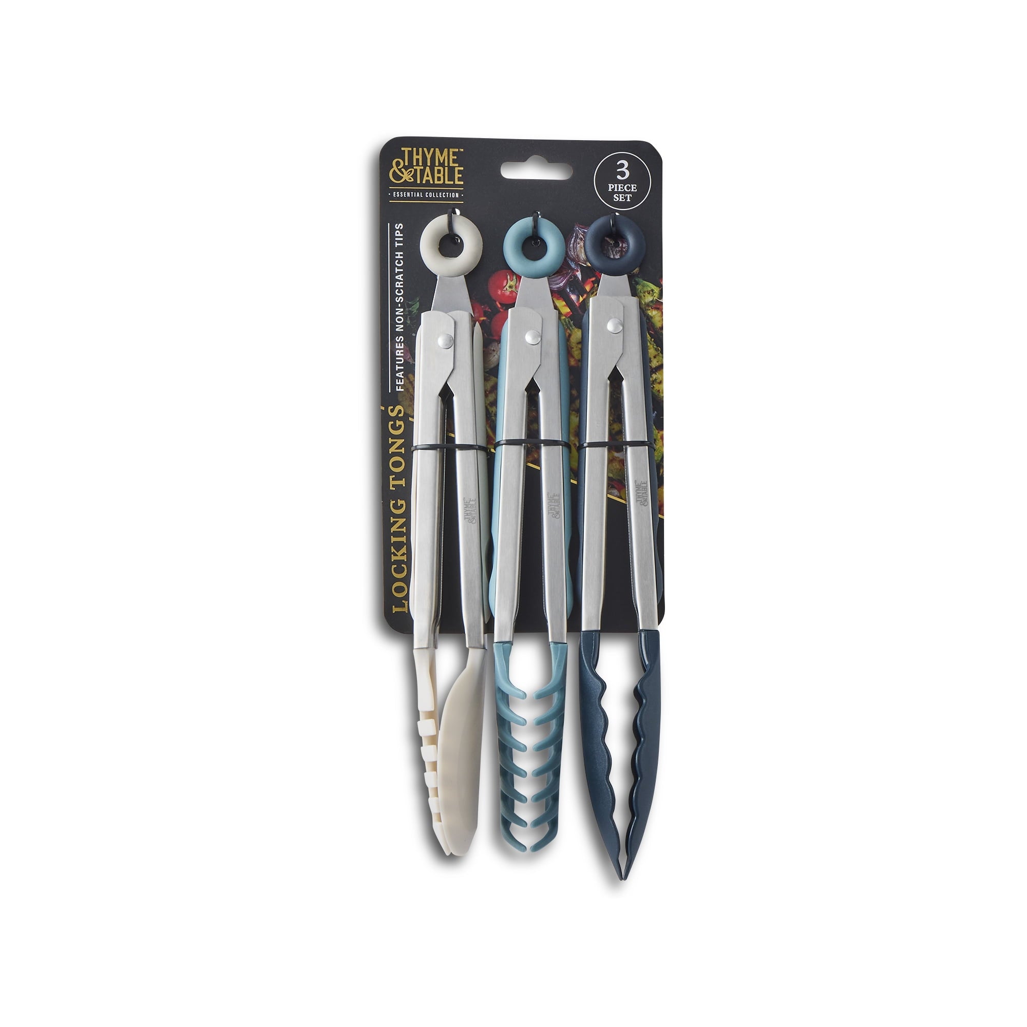 Thyme & Table Heat Resistant Silicone Locking Tongs (3 Count) - Image 2