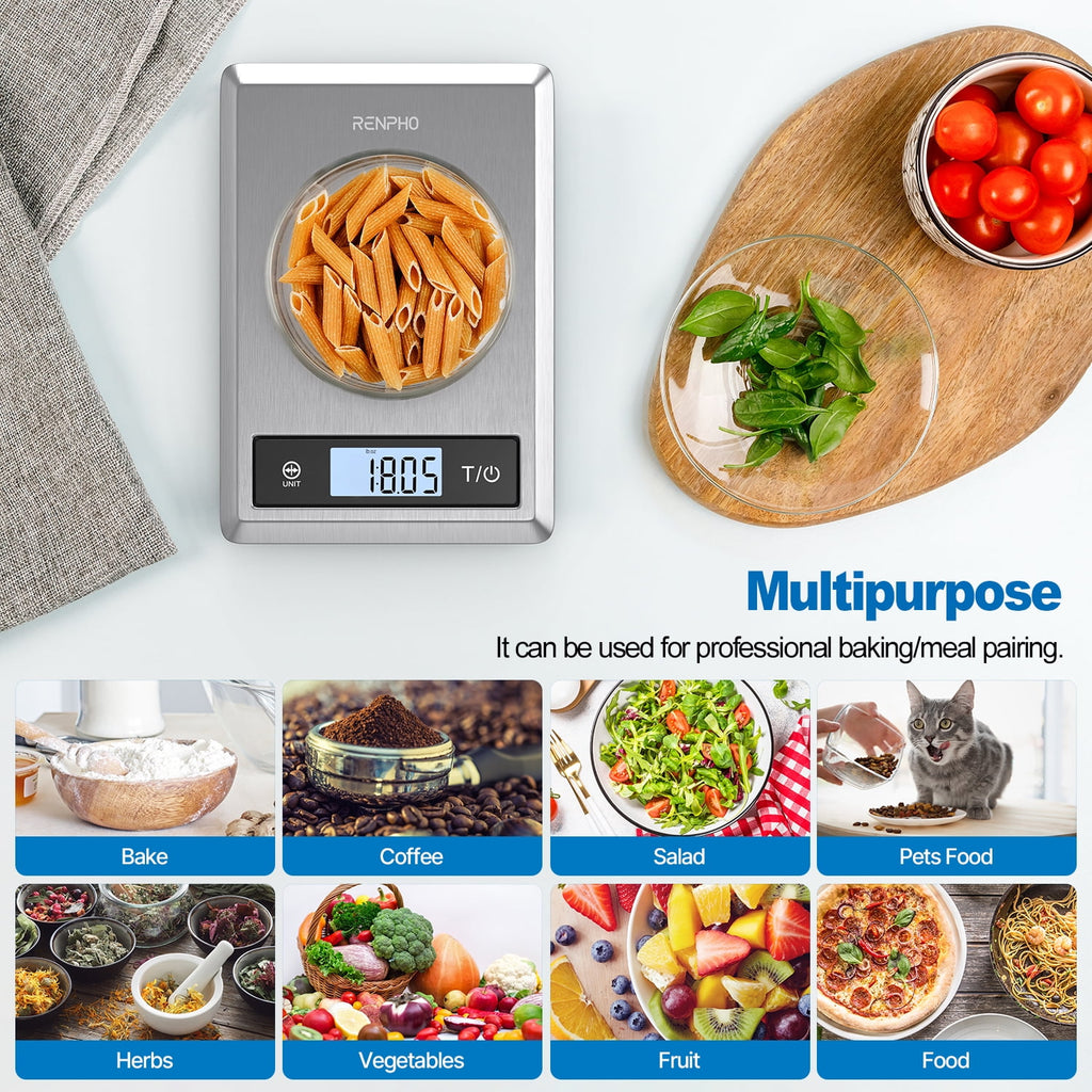 RENPHO Digital Food Scale with App, Bluetooth Smart Kitchen Scale, Stainless Steel - Image 4