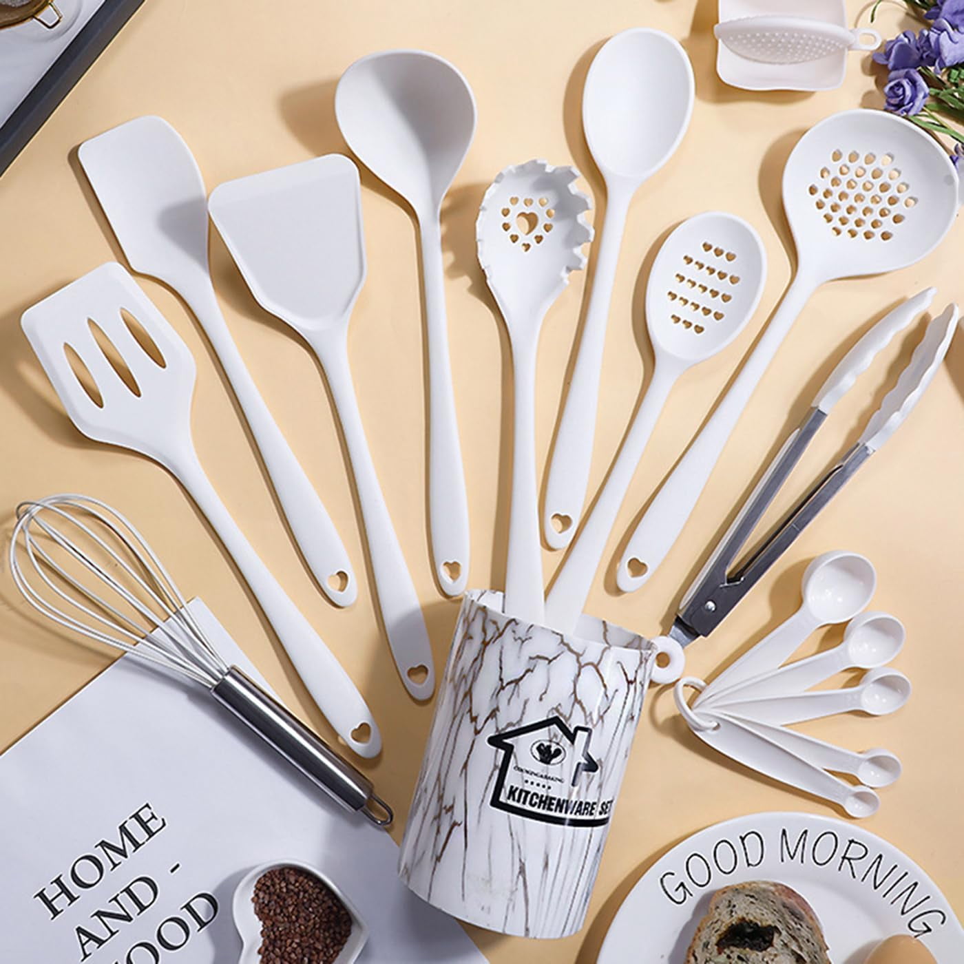 18PCS Silicone Cooking Utensils Set - 446°F Heat Resistant Kitchen Utensils,Turner Tongs,Spatula,Spoon,Brush,Whisk,Ki... - Image 3
