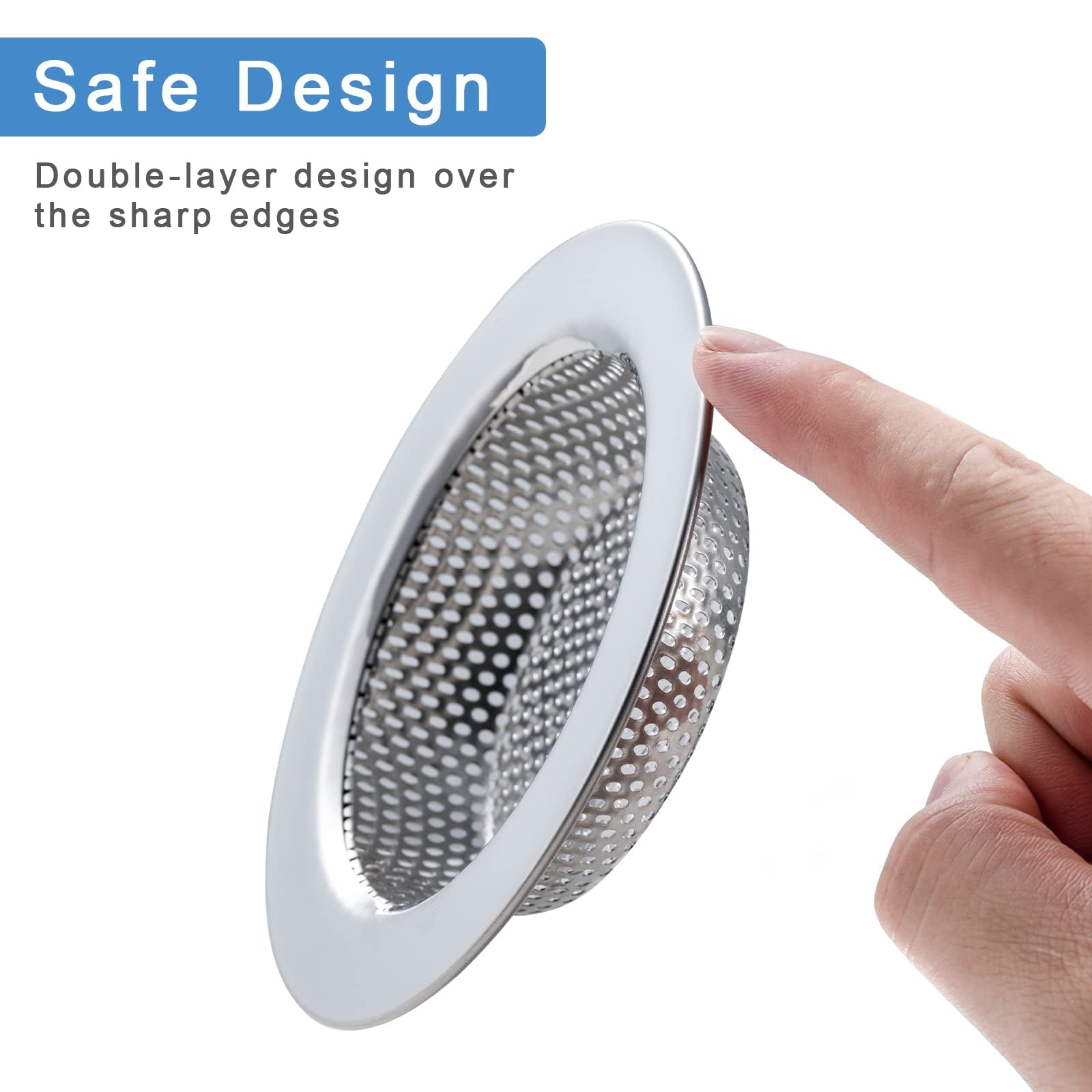 Dihmpor 2 Pcs Sink Strainer for Most Kitchen Sink Drain Basket, Upgraded Double-Layer Safe Design Kitchen Sink Strain... - Image 5