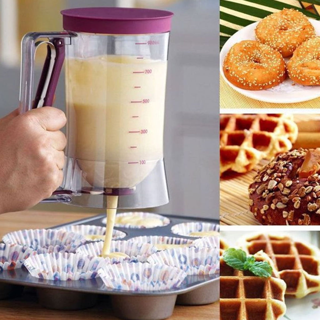 Jetcloudlive 900ML Batter Dispenser Pancake Cupcake Batter Separator with Measuring Label and Squeeze Handle Bracket ... - Image 2