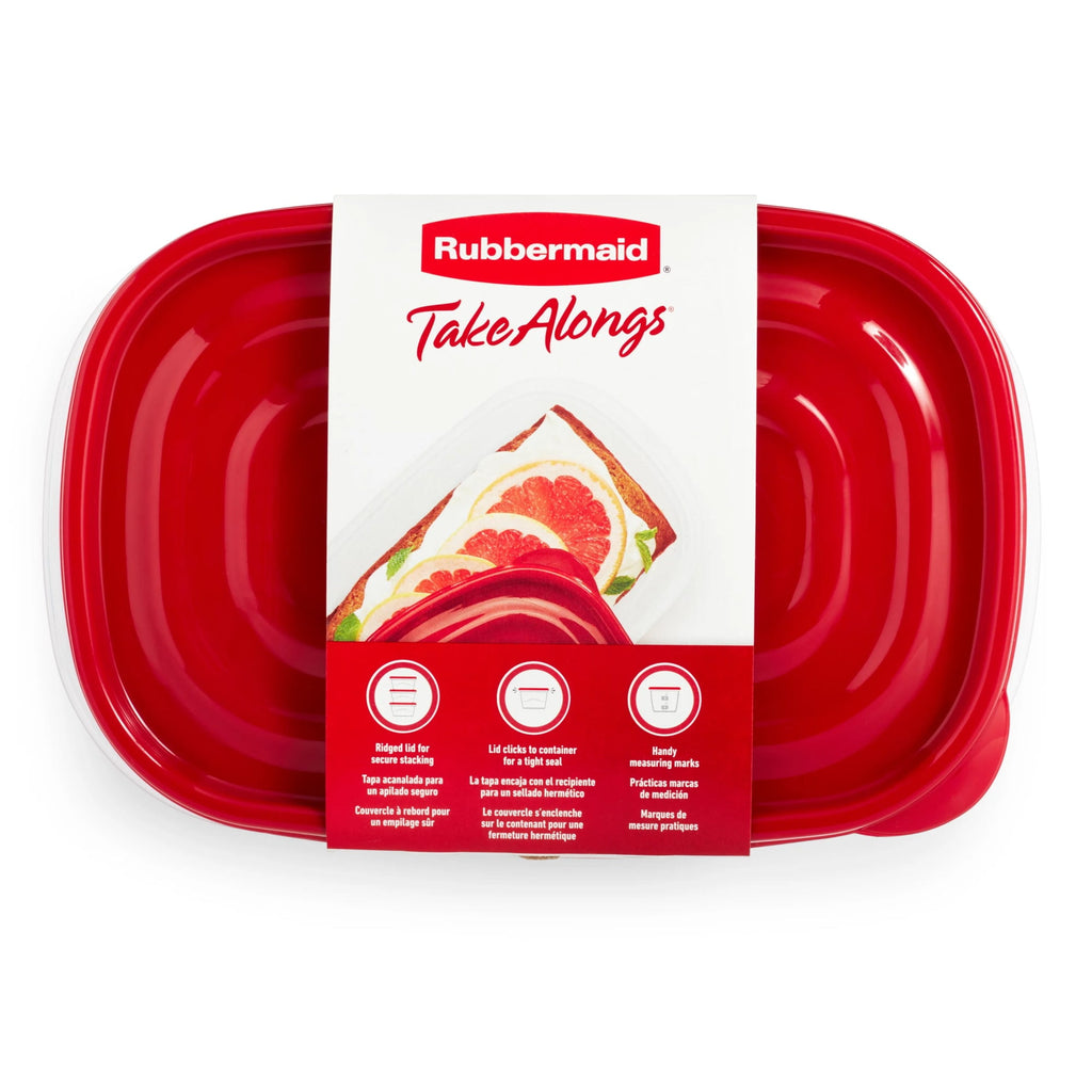 Rubbermaid TakeAlongs, 8 Cups, 2 Packs, Red, Plastic Deep Rectangle Food Storage Containers - Image 2